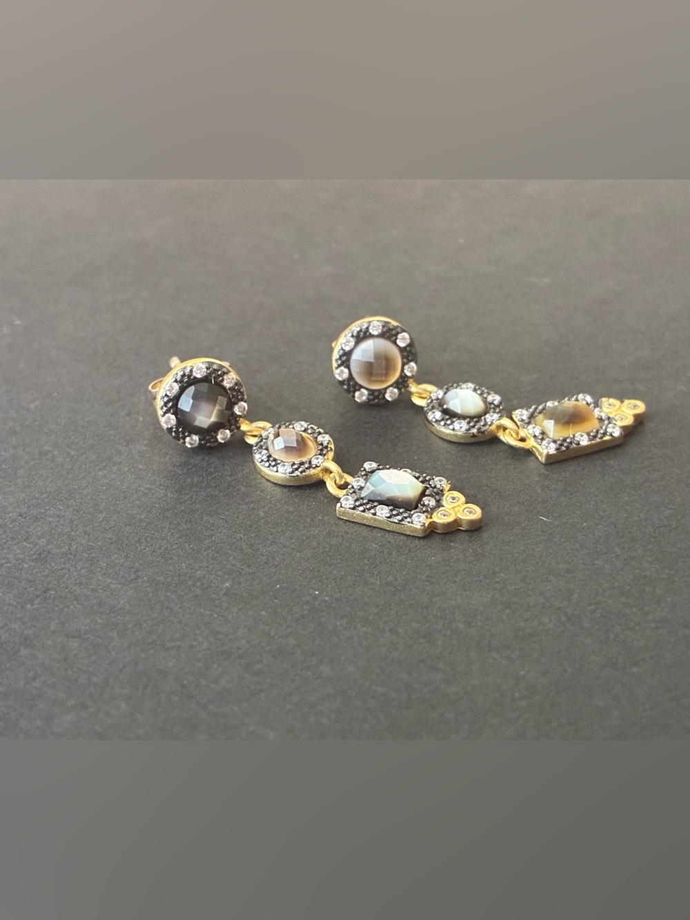 Freida Rothman Black and Gold Earrings
